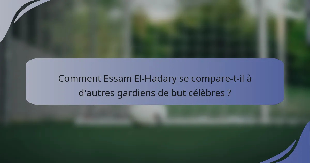 Comment Essam El-Hadary se compare-t-il à d'autres gardiens de but célèbres ?