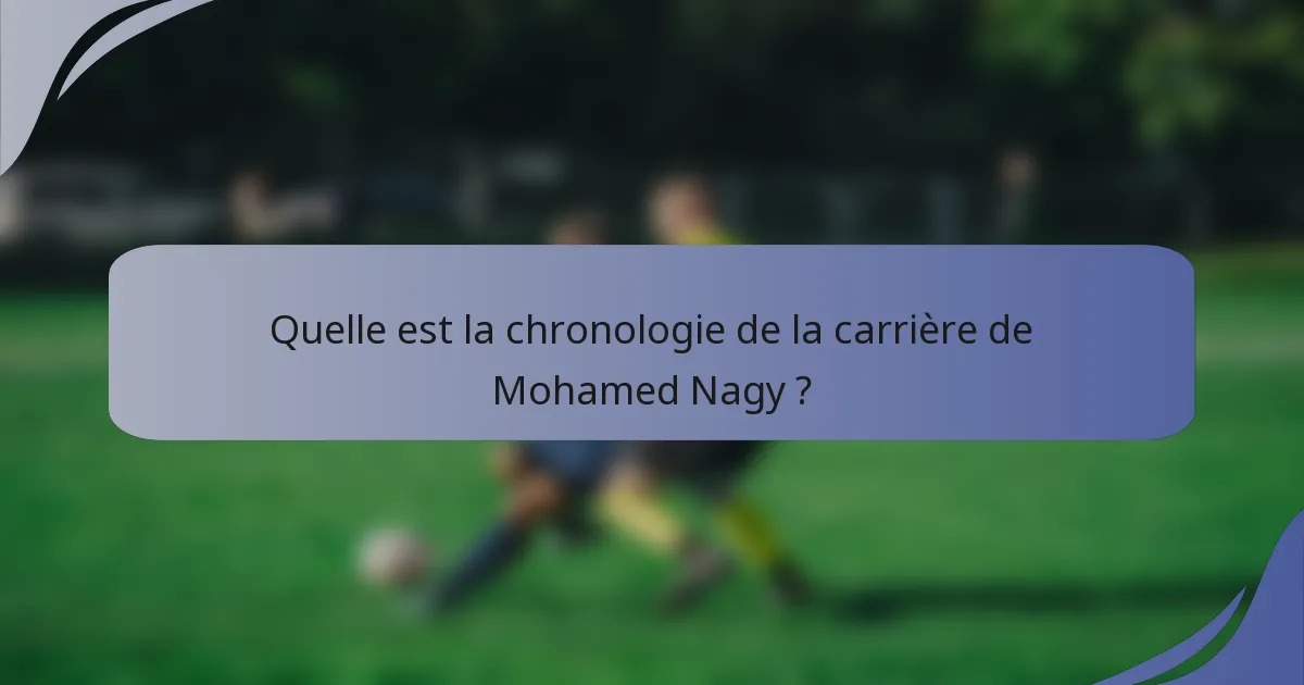 Quelle est la chronologie de la carrière de Mohamed Nagy ?