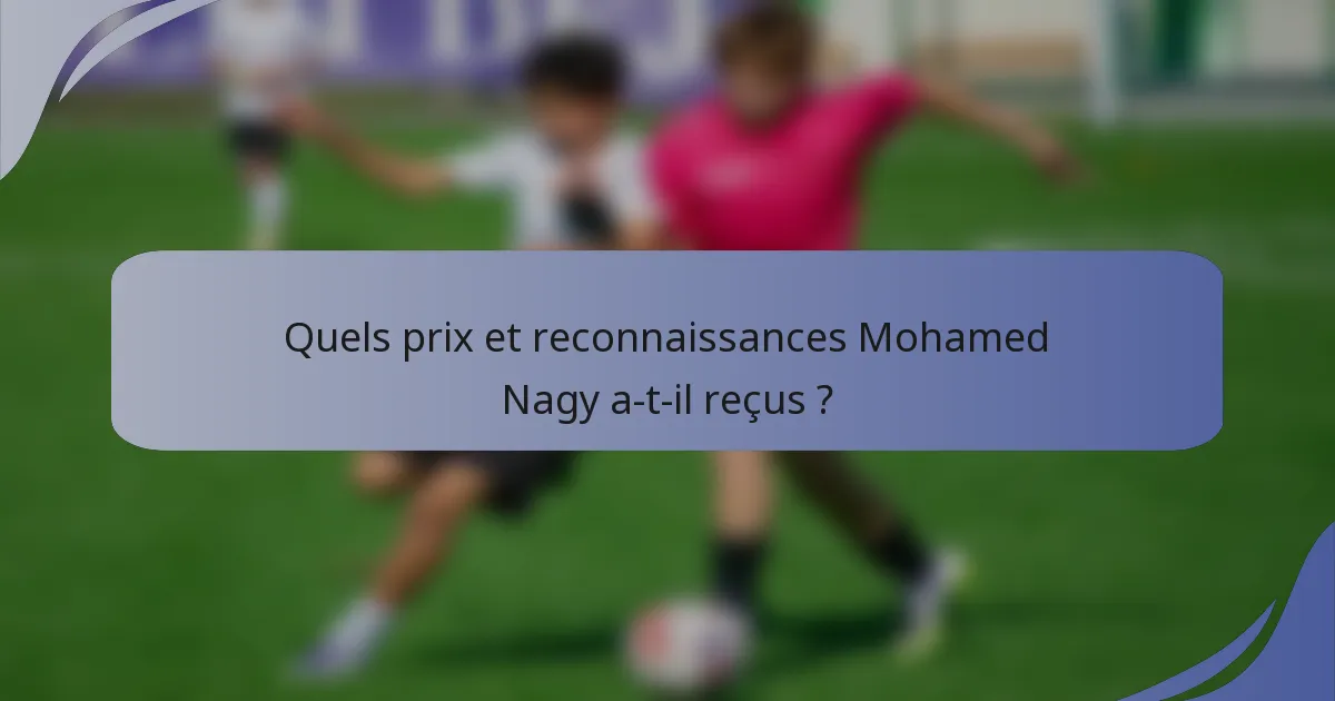 Quels prix et reconnaissances Mohamed Nagy a-t-il reçus ?