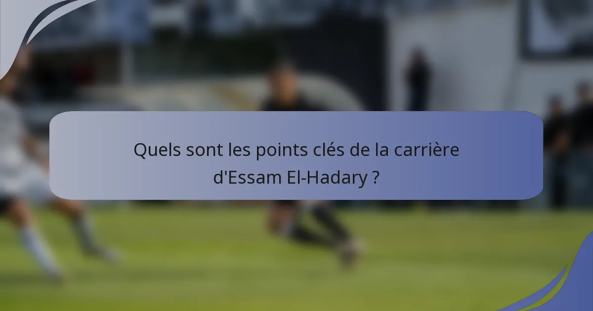 Quels sont les points clés de la carrière d'Essam El-Hadary ?