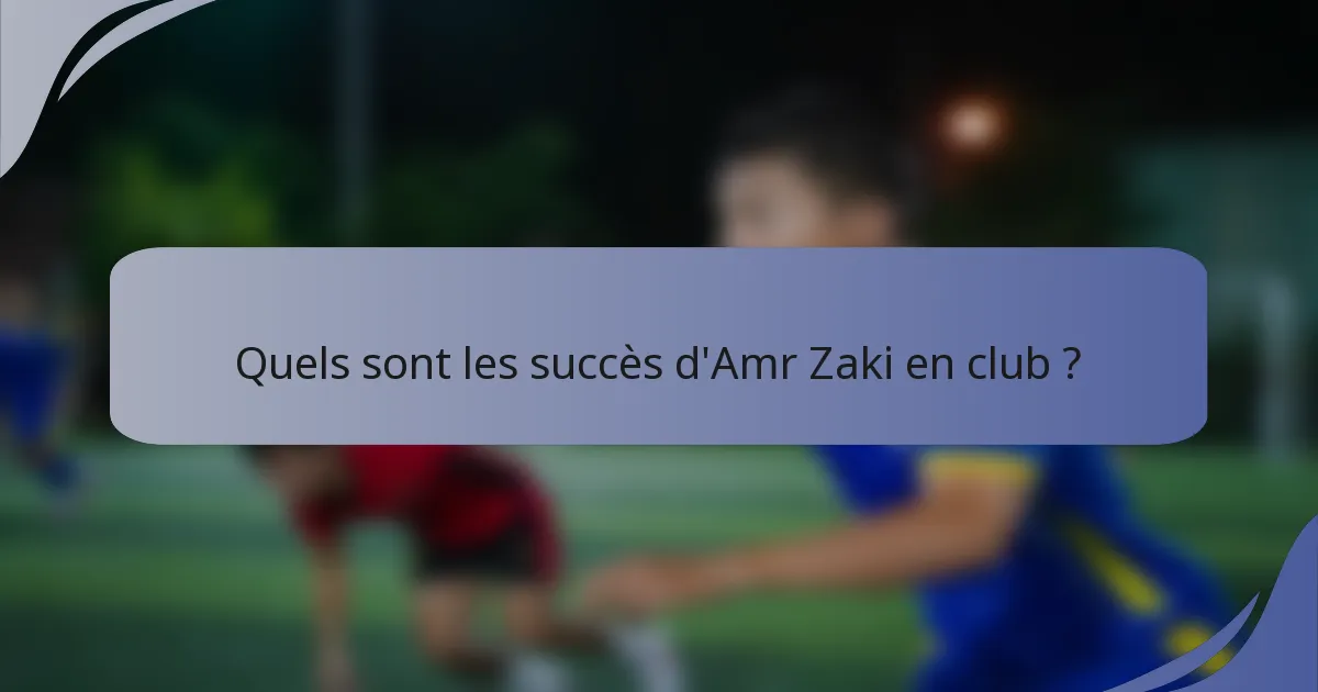 Quels sont les succès d'Amr Zaki en club ?